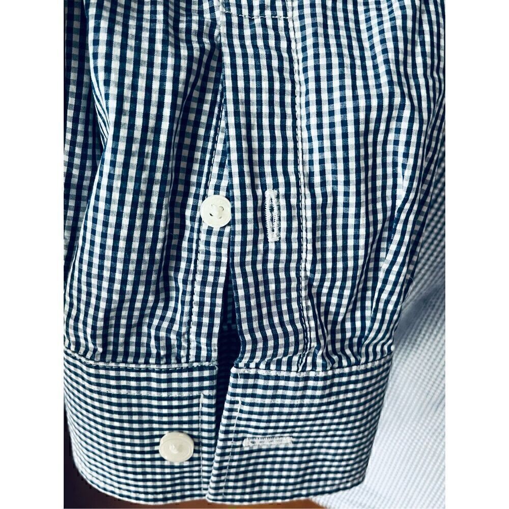 Calvin Klein Men’s Extra-Fine Cotton Shirt Slim Fit Navy and White Check Large - Picture 4 of 7